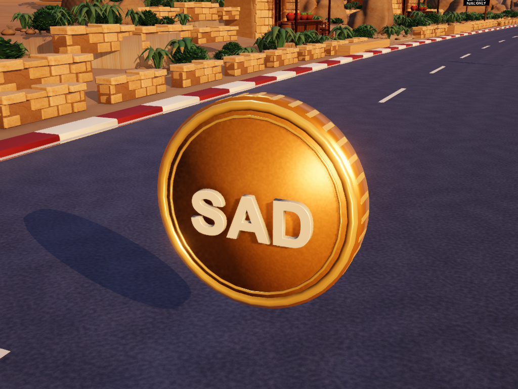 Embossed SAD coin rendered in Unity